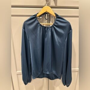 Worthington Elegant Blue Blouse XXL with keyhole sexy back NWT